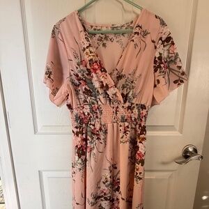Floral Wrap Style Dress – Size XL – Blush Pink